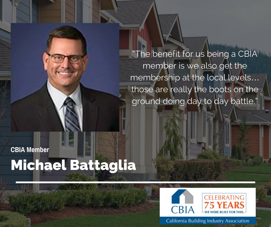 CaliforniaBIA's tweet photo. CBIA member and Board Chair Michael Battaglia values his access to local BIAs, the CBIA entities going to bat for homebuilding in your local community. #CBIA75 #CBIABuiltForThis https://t.co/cKaHmVvuec