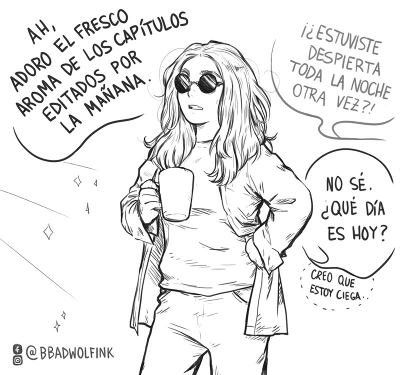 No puedo parar.
[Español]

 📚 Mis otros dibujos sobre el proceso de #escritura: bit.ly/aWritersLife
🐺 instagram.com/bbadwolfink