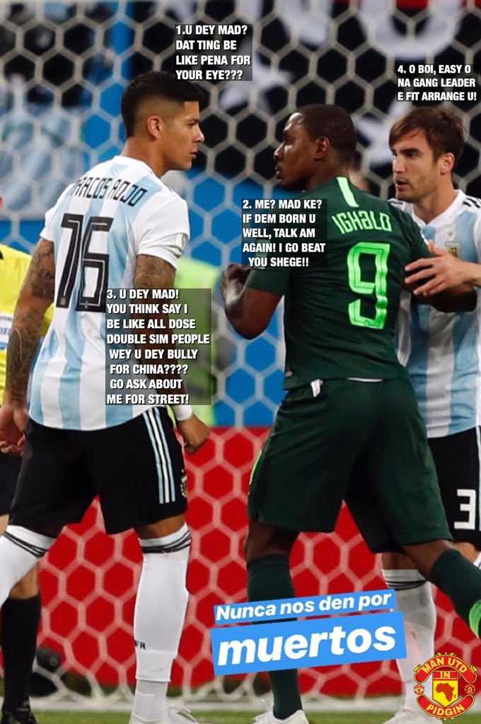 E remain small Marcos Rojo and Ighalo for fight. 

Who you think say go win if dem fight? 

#NGAARG #MUFC