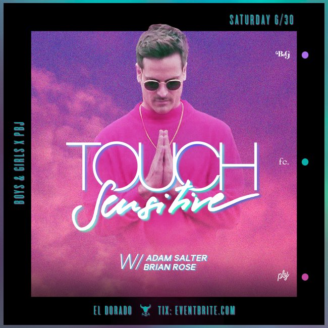 The man <a href="/iTouchSensitive/">Touch Sensitive</a> comes to <a href="/eldoradobar/">El DoradoBar</a> this Sat.  Tix <a href="/eventbrite/">Eventbrite</a>