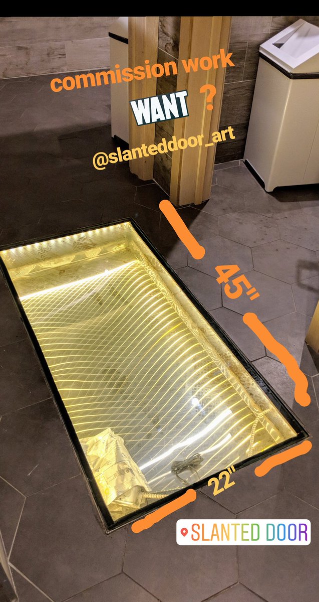 We have commission work for art piece under glass on the floor contact info@slanteddoor.ca