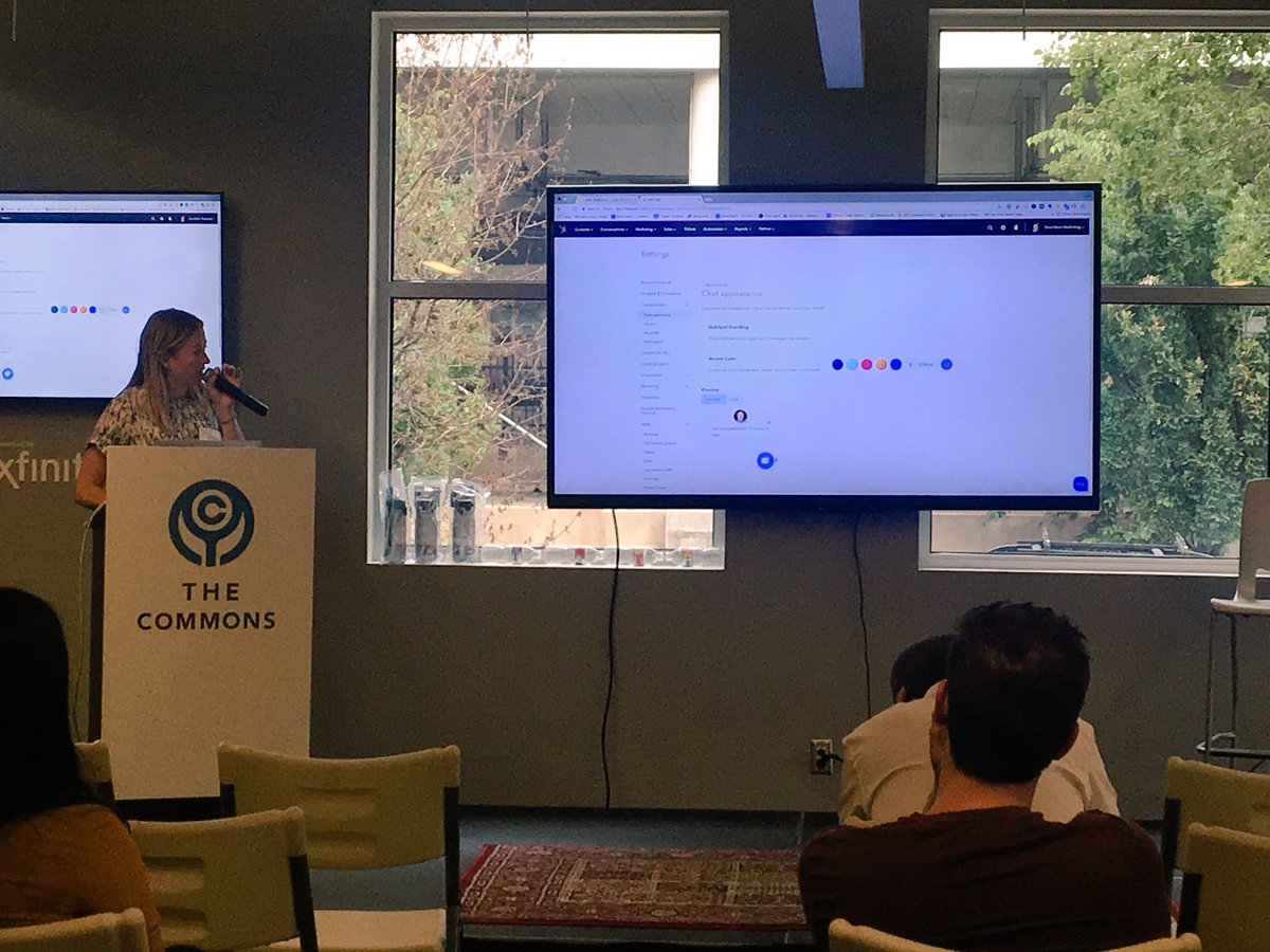 DenverHUG's tweet photo. Demoing the new @HubSpot chatbot tool, including customization features and functionality with @jenaysellers https://t.co/FeWXQPpkv9