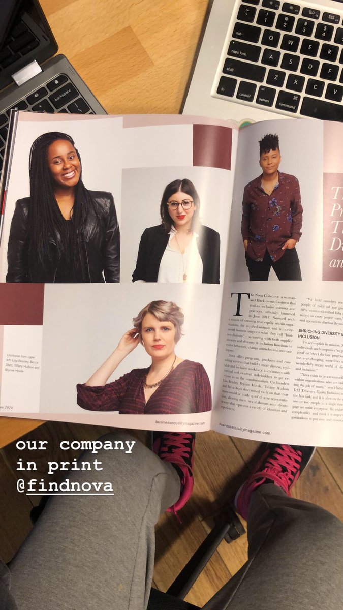lisabevolving's tweet photo. My company in print y’all! #findnova #twolaptops #shitisgettingrealouthere https://t.co/dAssaAemoa