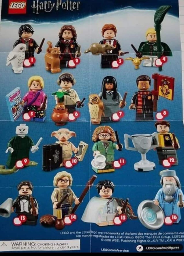 🔴 Visuel HARRY POTTER 🔴

A quelques mois de la prochaine sortie de mini fig, voilà la série HP qui traîne déjà sur internet !!!

Alors ??!

#LEGO