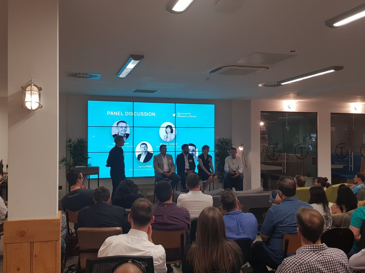 AlacrityUK's tweet photo. What a great night organised by the team from @growwithG #GrantThornton - they have brought a superb panel together tonight. @AshleyGCooper ; Carl Griffiths from our own @devbankwales ; Melanie Goward from DriveMaven and ManishKarani from Bran Investments. #ReadyFundGrow https://t.co/XUzVyy8SxF