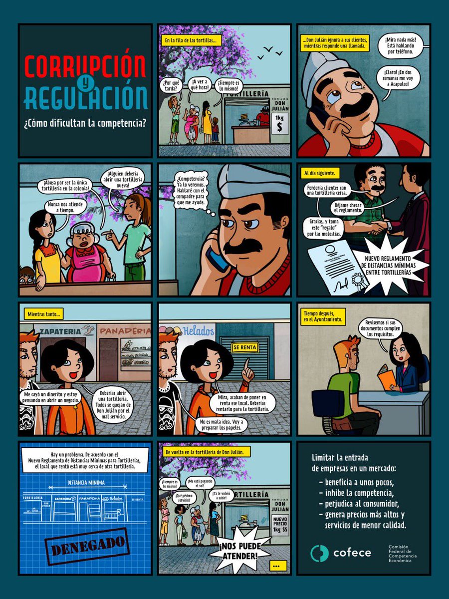 JanaPalacios's tweet photo. Una historieta más para explicar como en ocasiones las barreras a la #Competencia están en las propias regulaciones que establecen las autoridades para favorecer a unos cuantos. Trabajemos en contra de la “economía de cuates”. ⁦@econoclasta⁩ ⁦@eledece⁩ ⁦ https://t.co/PzxIIaUSO5