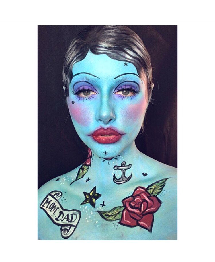 Katlindley97's tweet photo. Old school tattoo inspired look πβοΈπβ οΈ #makeup #mua #makeupartist #sfx #tattoo #tattoos #bodypaint #bodyart #facepaint #fx #sfx #specialeffects #makeuplover #fxartist #bodypainter #sfxartist #dragmakeup #draginspired #artist #art #1920s https://t.co/6c9xEk2esN