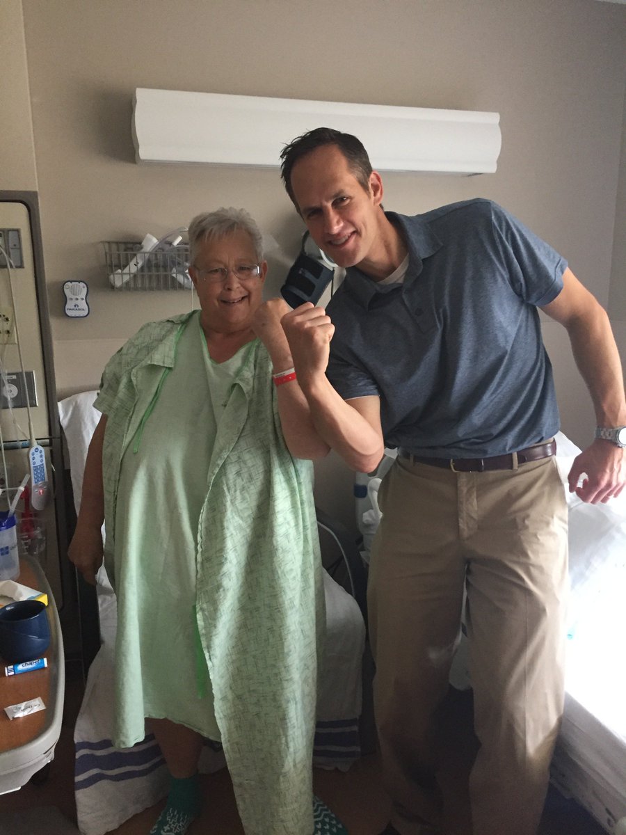 scottreister's tweet photo. Big @DUBulldogs and @CoachesvsCancer supporter Dixie Byers has now defeated cancer FIVE times. 1/3 of her liver is now out &amp; she'll head home tomorrow hopefully. Prior to this, she had ovarian cancer 4 times. Doctors told her that her odds of still being alive are 1 in 40 million https://t.co/cx6gsdoLlM