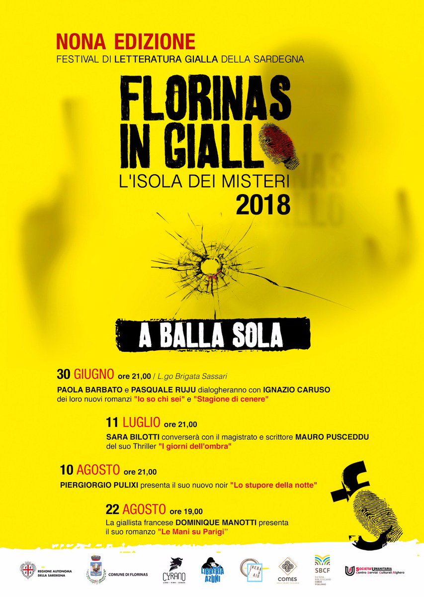 Sabato 30/06  parte la nuova edizione di #florinasingiallo Si comincia alle 21 con due maestri del genere: Paola Barbato e Pasquale Ruju accompagnati da Ignazio Caruso. E poi un bell'aperitivo curato dalle <a href="/TenuteSoletta/">Tenute Soletta</a>. 
<a href="/ochaurobora/">Paola Barbato</a> <a href="/PasqualeRuju/">Pasquale Ruju</a> <a href="/Caruso04/">Ignazio Caruso</a> #florinasingiallo18