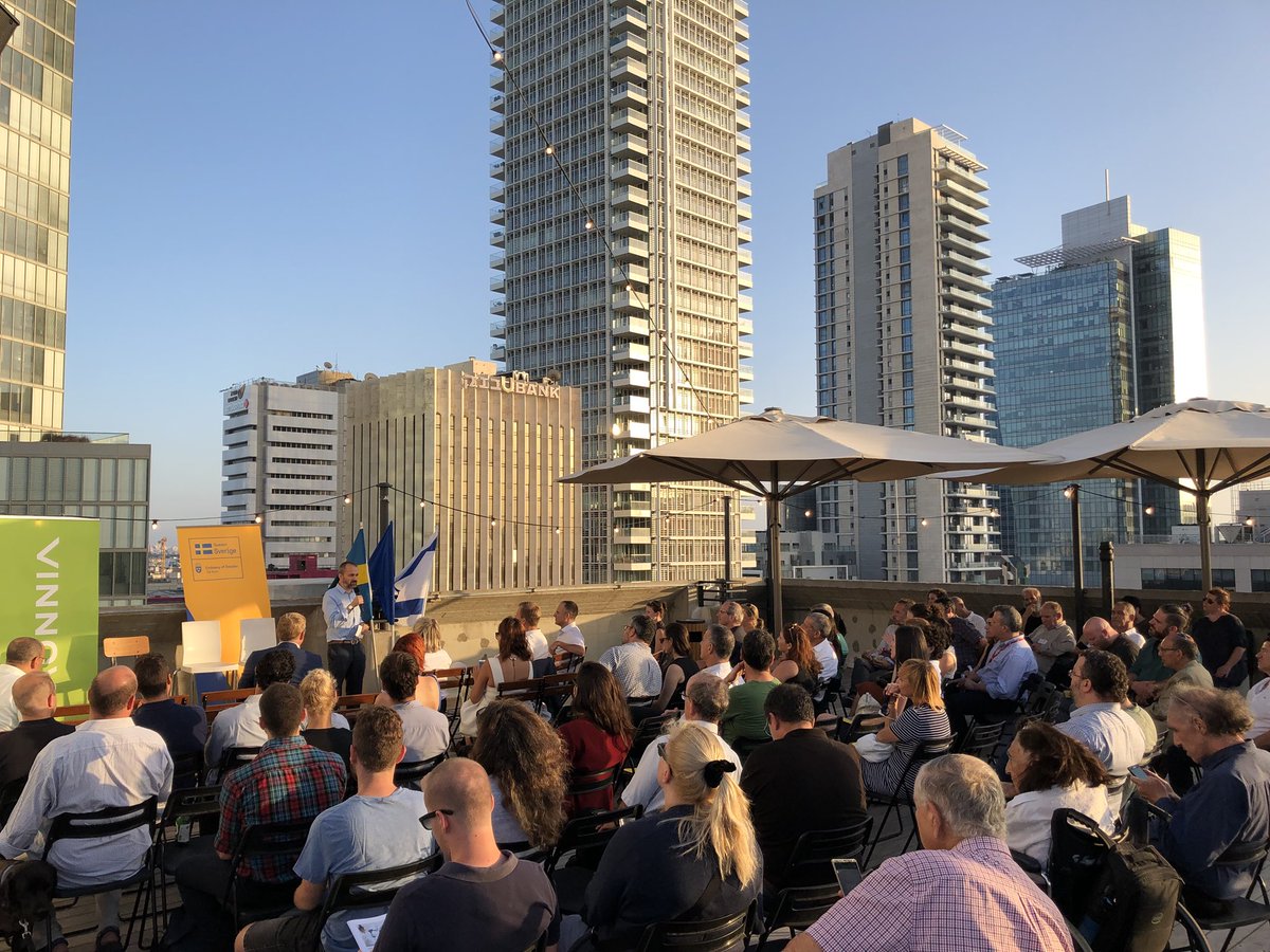 SwedeninIL's tweet photo. Welcoming @vinnovaintl to Tel Aviv with great opening event tonight at @MindspaceME. Speakers from @vinnovase, Drive TLV, IL Innovation Authority, @RISEsweden, on how Israel and Sweden can work together with #innovation. Big interest and hopefully many exciting projects to come! https://t.co/XIvAt9cgCs