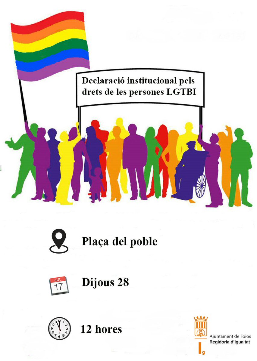 _AlexMico's tweet photo. Demà al migdia tornarem a la Plaça del nostre poble per a denunciar els darrers atacs homòfobs i seguir reivindicant el dret de tot el món a estimar-se en plena llibertat 🏳🌈
#TransformemFoios https://t.co/G7K2iSyrwC