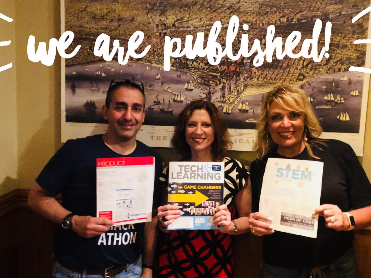 techsavvysupt's tweet image. ⁦@FrankPileiro⁩ and ⁦@techsavvysupt⁩ are celebrating the publishing of our articles in ⁦@TLLive⁩ w @christineweiser #techandlearning