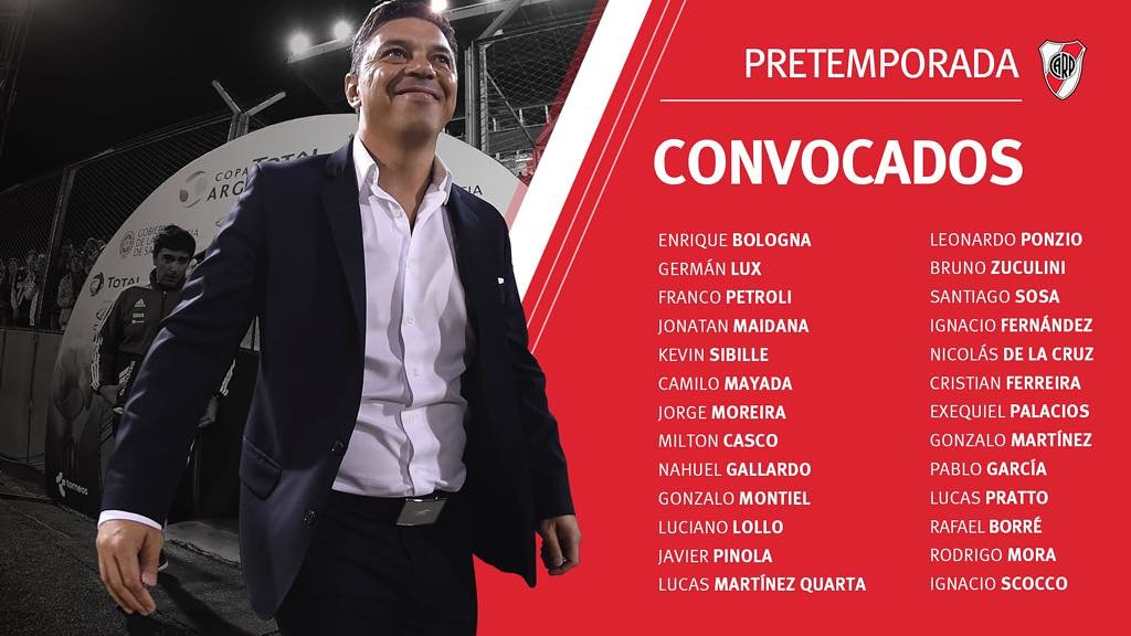 CorazonRiverpl1's tweet photo. Estos son los 26 jugadores que realizaran la pretemporada con #River la que no contará con Larrondo, Auzqui, Rossi y el chino Rojas que ya fueron informados por #Gallardo y buscan nuevo club.
@CARPoficial
#RiverPlate #VamosMillos #VamosRiver #DaleRiver #corazonRP https://t.co/wCQu4UoyFy