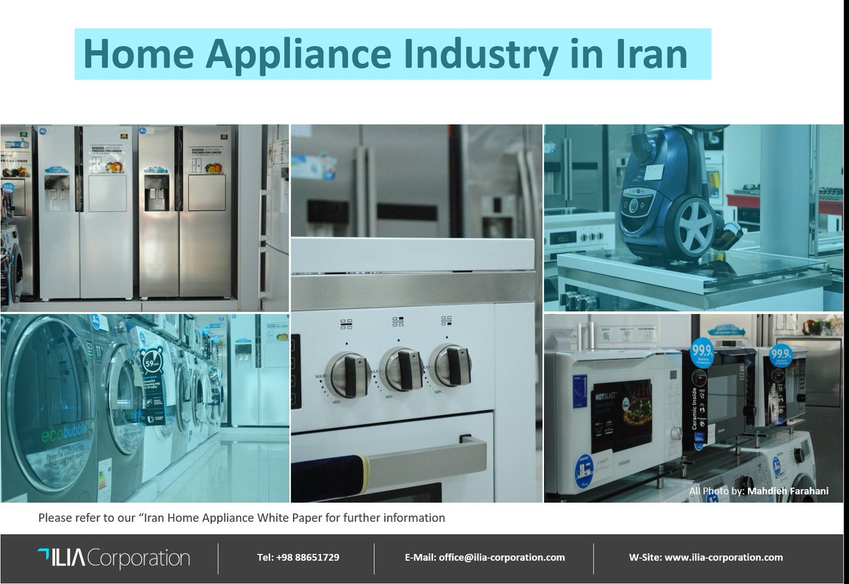 ILIA_Corp's tweet photo. Home Appliance Industry in Iran (https://t.co/yCUXki4hpj)
Please refer to our ‘Home Appliance Industry in Iran’ White Paper for further information

#homeappliance #market research #iranindustry #consultancy https://t.co/Kqz4rXos7q