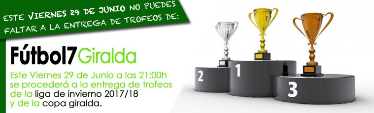 F7Giralda's tweet photo. 📢Entrega de trofeos @F7Giralda📢
⚽️🏆🥇🥈🥉🏆⚽️

📆Viernes 29 de Junio📆

📍Instalaciones Sevilla Este📍

🕘21:00h🕘

‼️NO FALTÉIS‼️
https://t.co/XChzXanJ58 https://t.co/C1WnxmWiVM