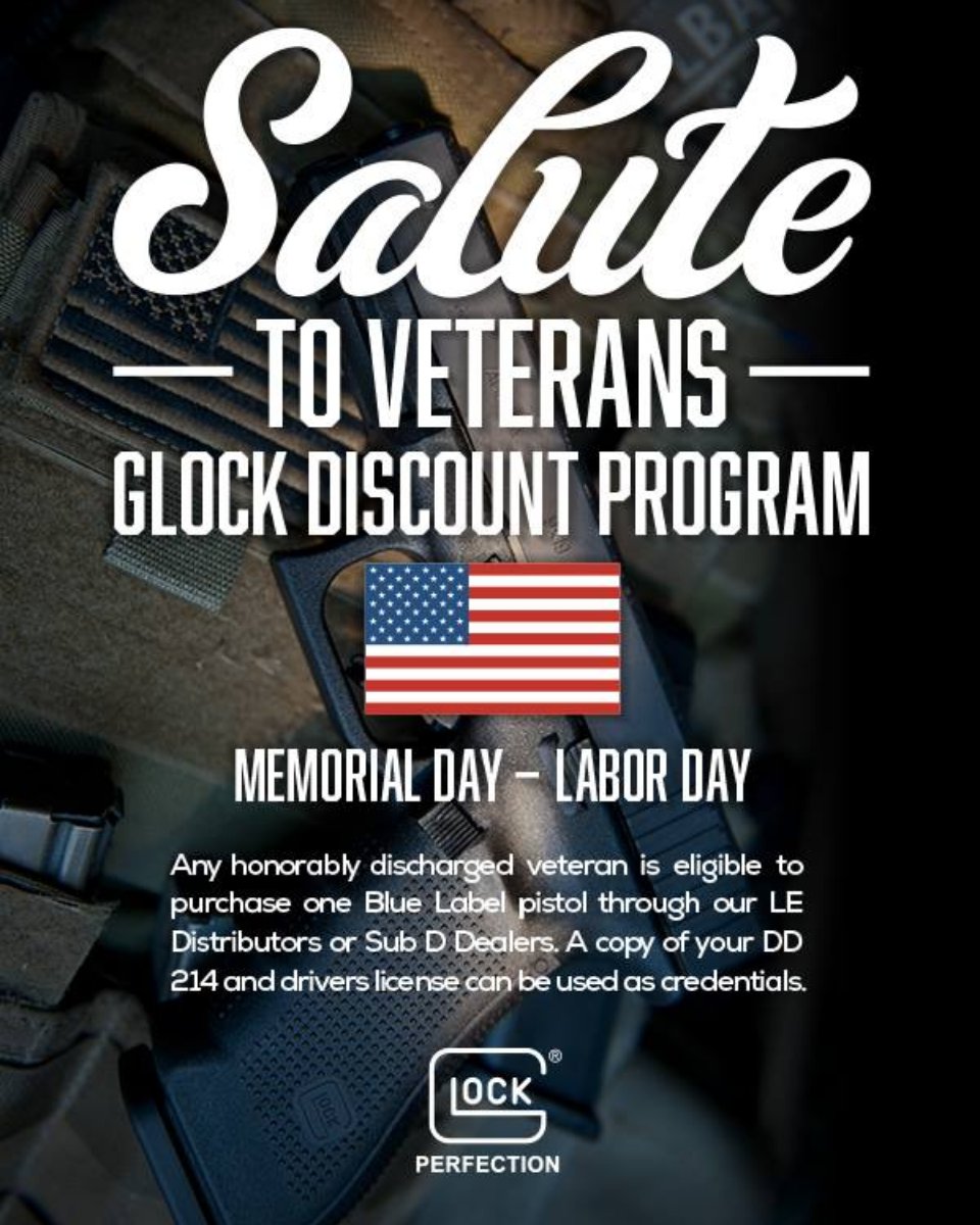 HighCaliberRng's tweet photo. This great discount program lasts through Labor Day, so come see us and try the full line of Glock products before choosing one! https://t.co/T5OfGHpI6b