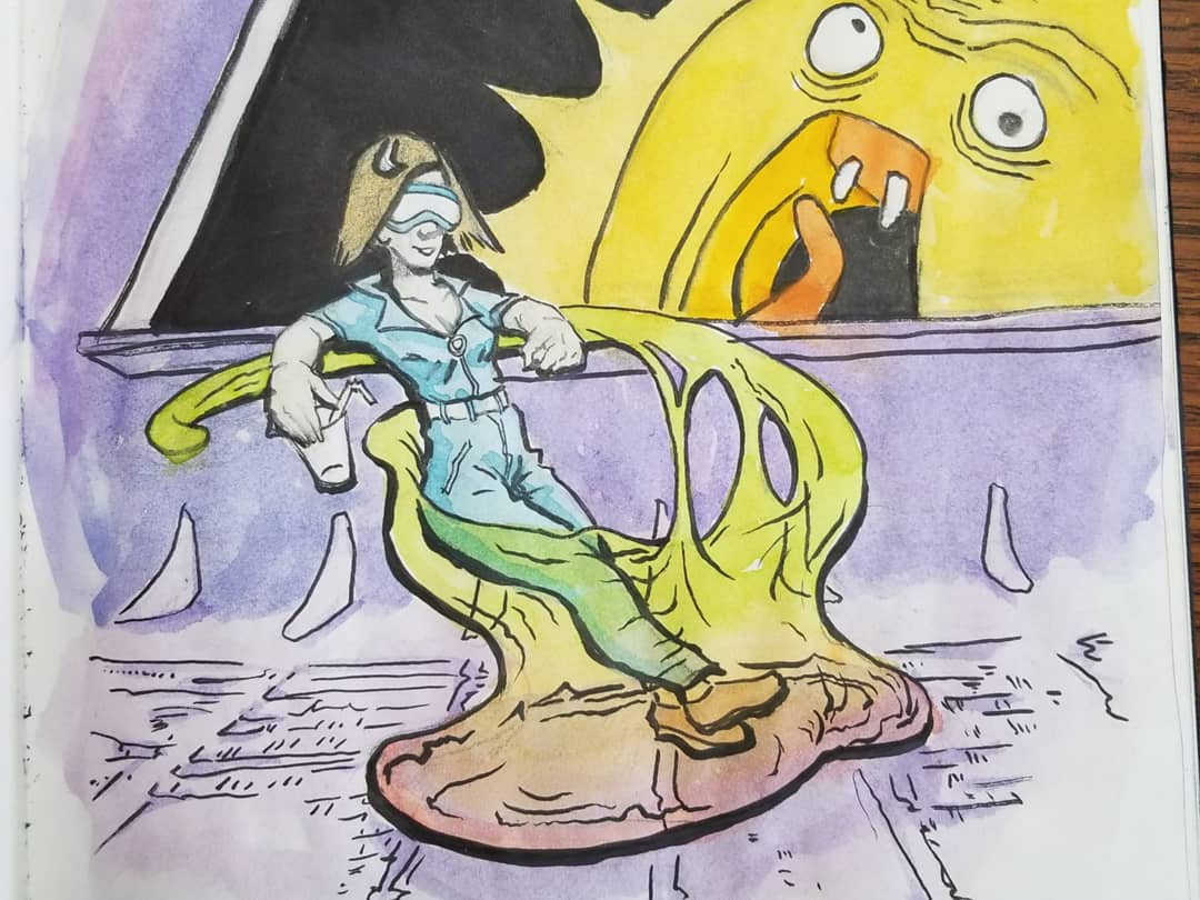 MassMasterMatt's tweet image. Catching some rays in 10 forward on Abbadon's Heartbreak. #watercolor #characterdesign