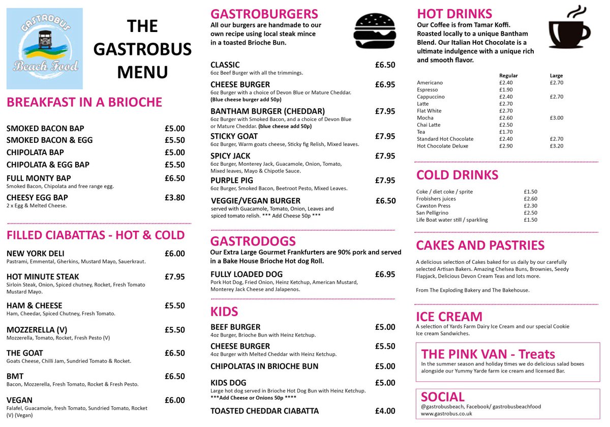 summer 2018 Gastrobus menu <a href="/millierosecooke/">Millicent Cooke</a> <a href="/MatProwse/">Mathew Prowse</a> <a href="/MitchTonks/">MitchTonks</a> <a href="/baxcooka/">Jane Baxter</a> @DevonLifeEd <a href="/atasteofdevon/">A Taste of Devon</a> <a href="/BowaterComms/">Alexis Bowater OBE</a> <a href="/explodingbakery/">The Exploding Bakery</a> <a href="/bakehousedevon/">Bake House Salcombe</a> @NatGeoFoodUK <a href="/Street_Food_UK/">Street Food UK</a>