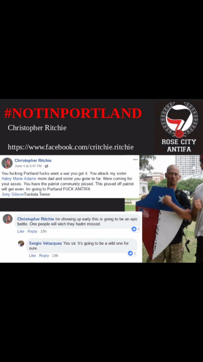 RoseCityAntifa's tweet photo. Let's make it perfectly clear to Patriot Prayer that they can't import outsiders to disturb our community. Show up on the 30th to throw them out. https://t.co/gUc9SRqQFPโฆ #defendPDX #notinportland https://t.co/SyOksUX1nY