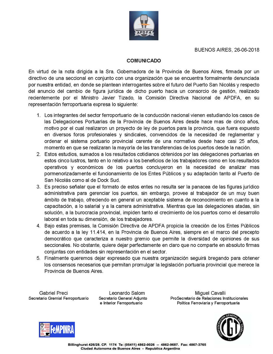 AgrupVyBPuertos's tweet photo. @MundoGremial @CPortuario @SonidoGremial @cportuariatv @Notitrans @Nuestromar @NPortuarias @Pcia_Noticias @puertomdpok @cgpbb1993 @RodrigoOgalde @PuertoLaPlata @GlobalportsAr @ApdfaMadryn 
Comunicado de Prensa https://t.co/sz6xEkCFyx