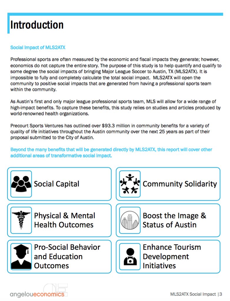 danielsalazarTX's tweet photo. "The purpose of this study is to help quantify and qualify to some degree the social impacts of bringing MLS to Austin. "#MLS2ATX will open the community to positive social impacts that are generated from having a professional sports team within the community." #SaveTheCrew https://t.co/zeUMGMLug7
