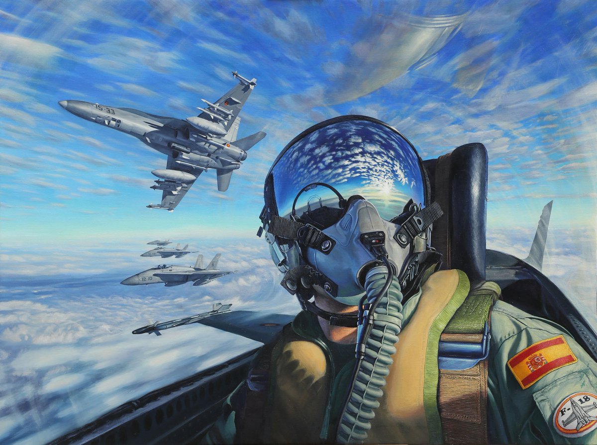 JorgeGuardia_'s tweet image. Creo que esto merece un tweet propio.

Esta imagen se titula "Blindando el aire", realizada por Javier Ramos Julián.

Contempladla bien... Mola, eh?

Es un ÓLEO SOBRE LIENZO. Nada de foto. Lo que veis es una pintura. 
1er premio de pintura de los Premios Ejército del Aire 2018