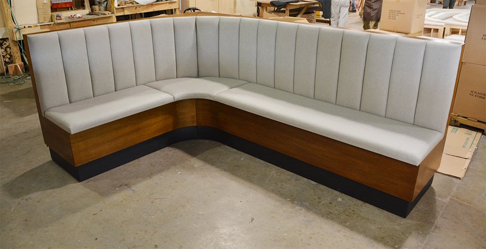 MaxsunGroup's tweet image. L Shape Banquette with Vertical Channels for Inès! #booth #banquette