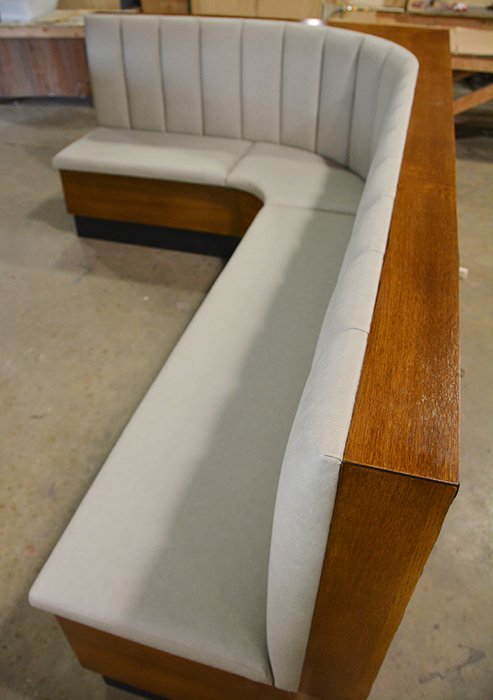 MaxsunGroup's tweet image. L Shape Banquette with Vertical Channels for Inès! #booth #banquette