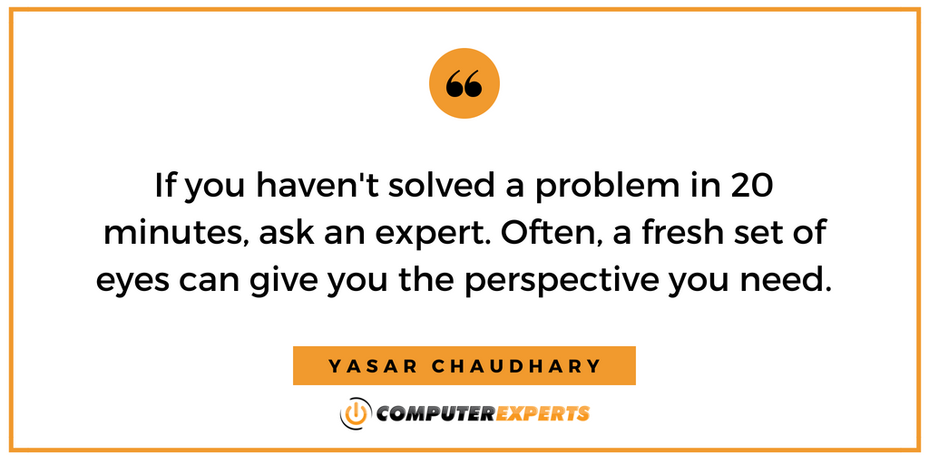 askcompexperts's tweet image. What's your best problem-solving advice?
#perspective #fresheyes #20minuteresolution #computerexperts #askanexpert
