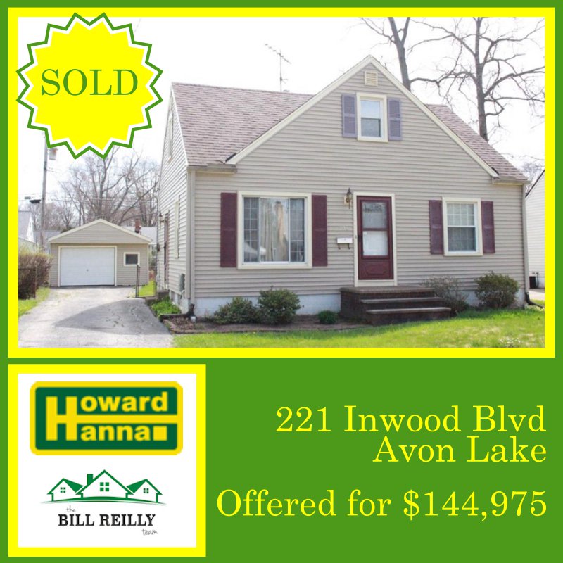 SOLD!  221 Inwood Blvd, Avon Lake.  Offered at $144,975.  *We represented the buyer in the sale of this home.  #billreillyteamhh #howardhanna