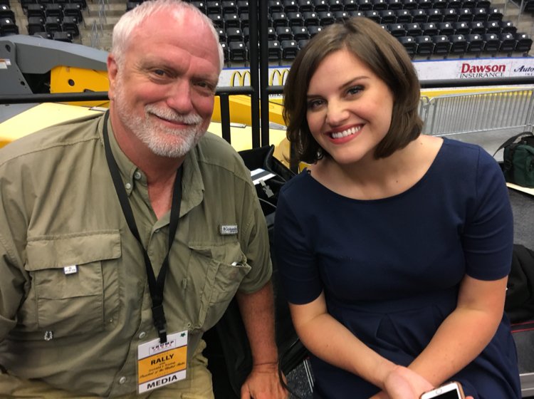 KFYRTV's tweet photo. For @NBCMolly, Cliff and @theandrewhorn, it’s hurry up and wait for @realDonaldTrump to walk into the Scheels Arena #YourElectionLeader https://t.co/FWN6VNYf8f