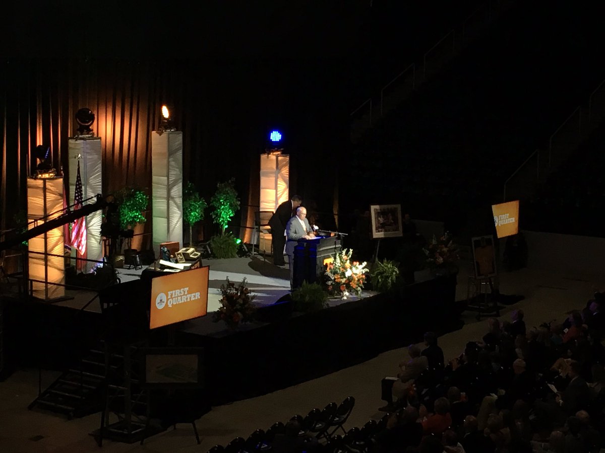 DavidBallWVLT's tweet photo. Athletic director Phillip Fulmer now taking the stage to honor John Ward. "As a 16 year old vol hopeful I recall desperately trying to find the highest hill in Winchester Tennessee to listen to the play call..." @wvlt https://t.co/jbtOL4NjY8