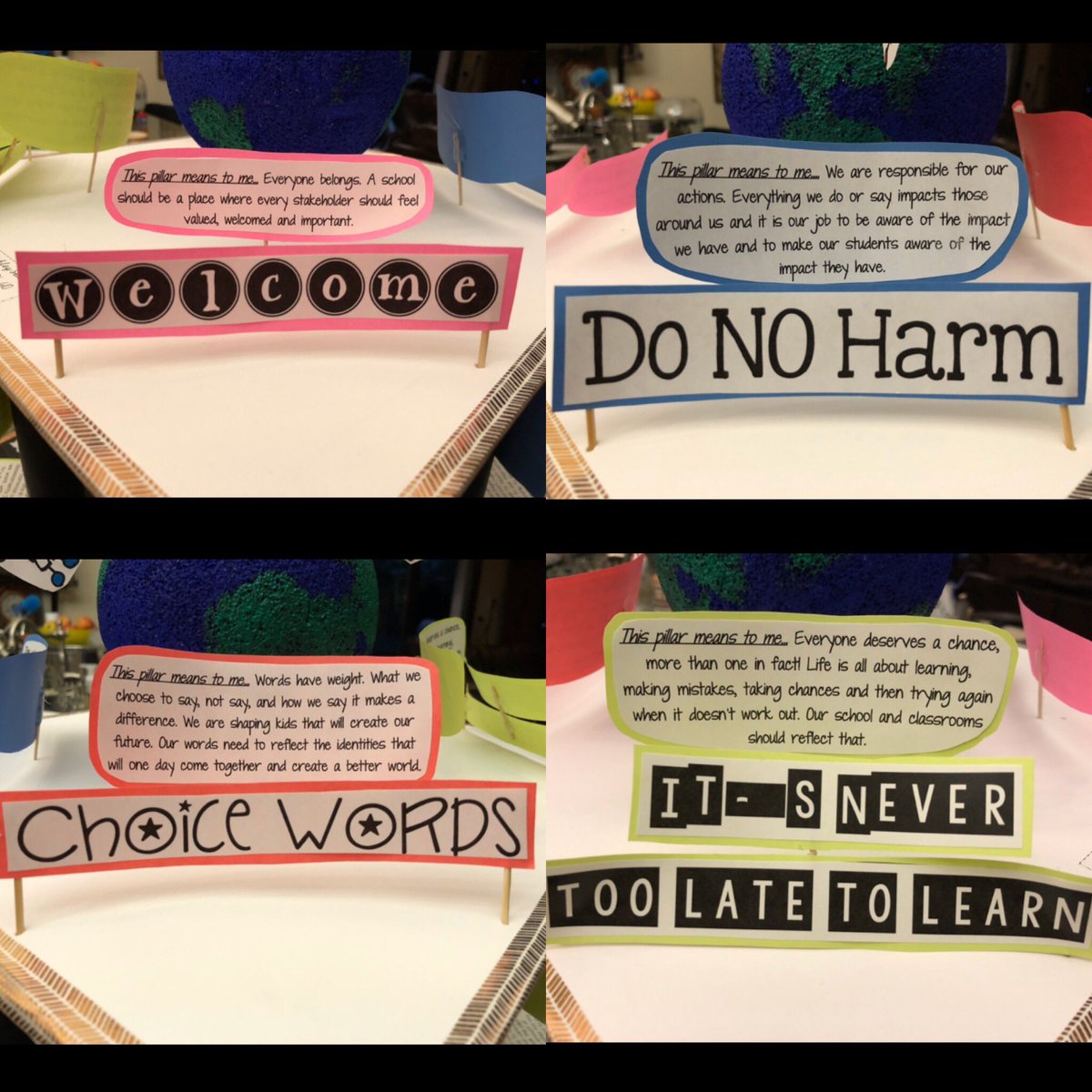 Loved our culminating project in #edl610! Reflecting on the pillars that make the best school in the universe gives me hope for the future! #welcome #donoharm #choicewords #itsnevertoolatetolearn <a href="/domsmithRP/">Dominique Smith Ed.D</a>