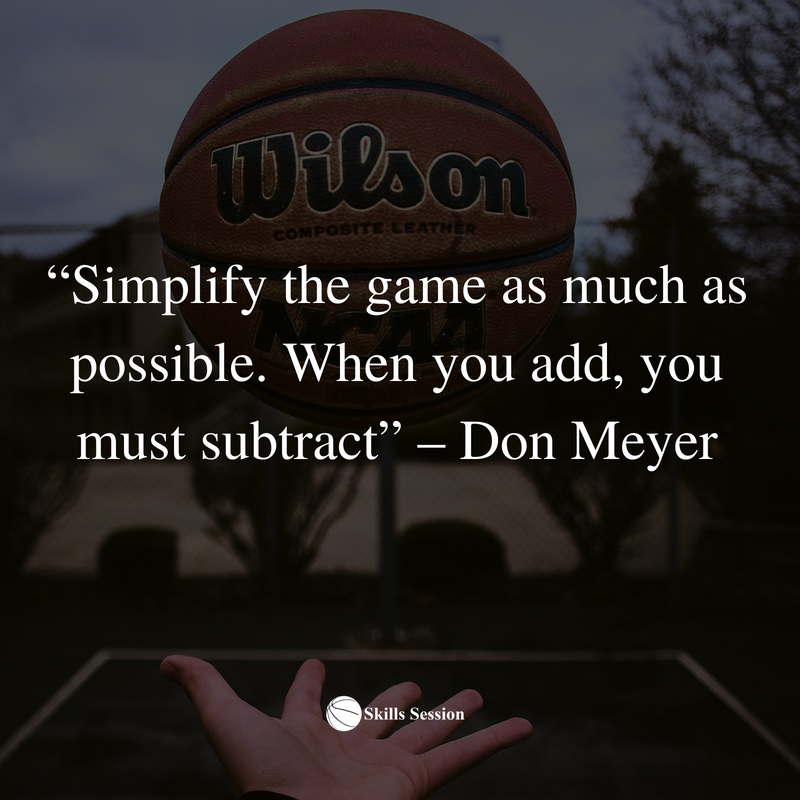 SkillsSessionBB's tweet photo. “Simplify the game as much as possible. When you add, you must subtract” – Don Meyer

#quotes #basketball #skills #basketballskills #coaching #coach https://t.co/8RUHl6clij