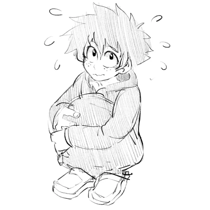 Getting more used to drawing on the iPad - I imagine that Deku likes to hide inside oversized sweatshirts 