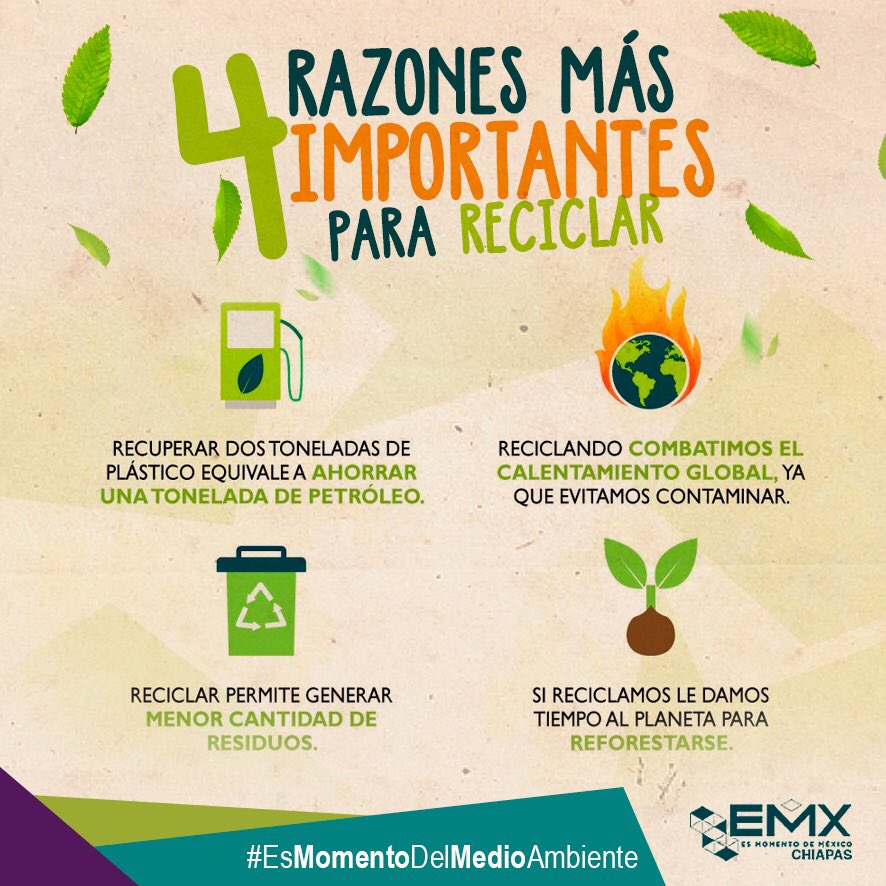 EsMomentoChis's tweet photo. ¿Por que es importante reciclar? Te decimos 4 importantes razonas para que empieces hacerlo!
#EsMomentoDelMedioAmbiente
#Chiapas
@EsMomentoMx https://t.co/PYyTM2XWjC