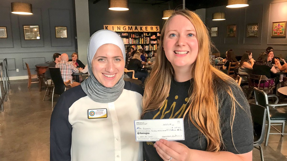 Exodus_Refugee's tweet photo. Thank you to @kingmakersfun for benefitting Exodus tonight and to everyone who supported. We received $160 for refugees. #RefugeesWelcome #IndyWelcomesAll https://t.co/x4leXUekno