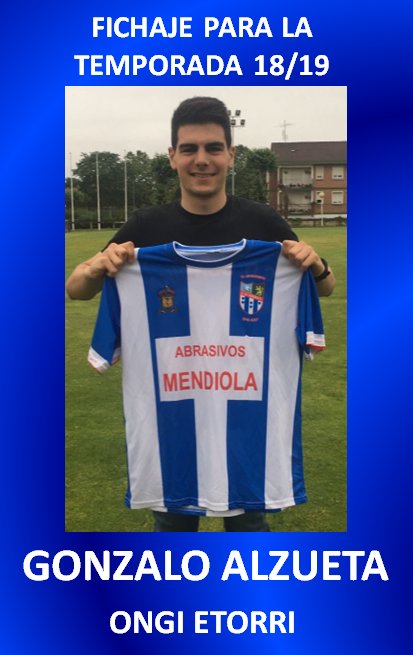 FICHAJE:

Damos la bienvenida al Sondika, procedente del C.D. Derio, a GONZALO Alzueta, que refuerza nuestro medio campo.

Ongi Etorri Gonzalo.