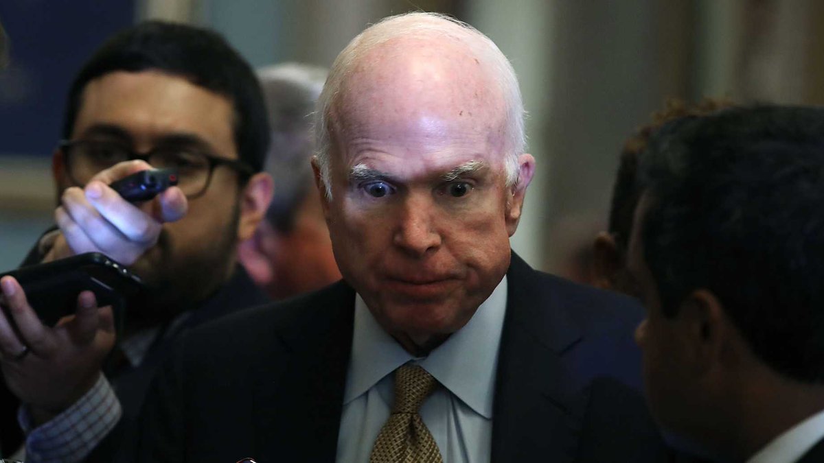 Junemom47's tweet photo. Now, when Republicans need all 51 votes in the Senate to confirm a new Supreme Court Justice, McCain sits in Arizona refusing to relinquish his seat.

McCain hates Trump so much that he intends to take Arizona's Senate seat to the grave with him!

What a great American? https://t.co/pvG2N6SSgy