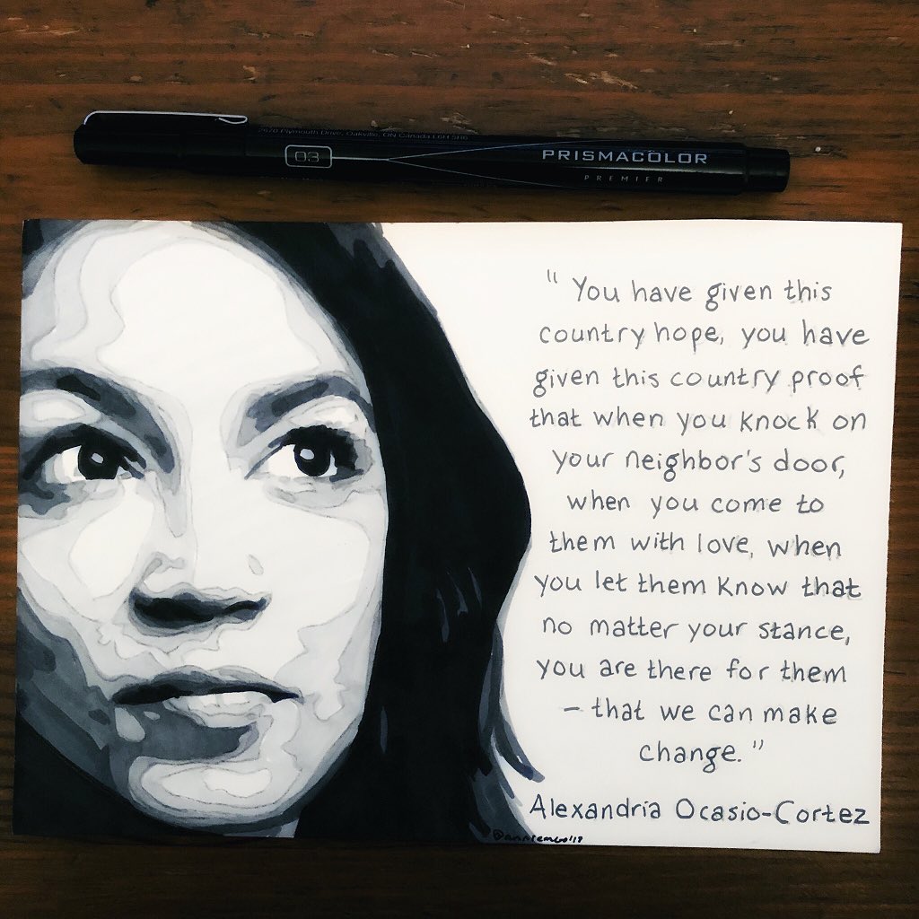 Today’s badass lady portrait is @Ocasio2018 !#AlexandriaOcasioCortez #WednesdayWisdom