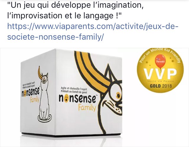 Nonsense Family a obtenu le Label VVP Gold !!! Félicitations !#games #labels #kids #famille #jeu #nonsensefamily