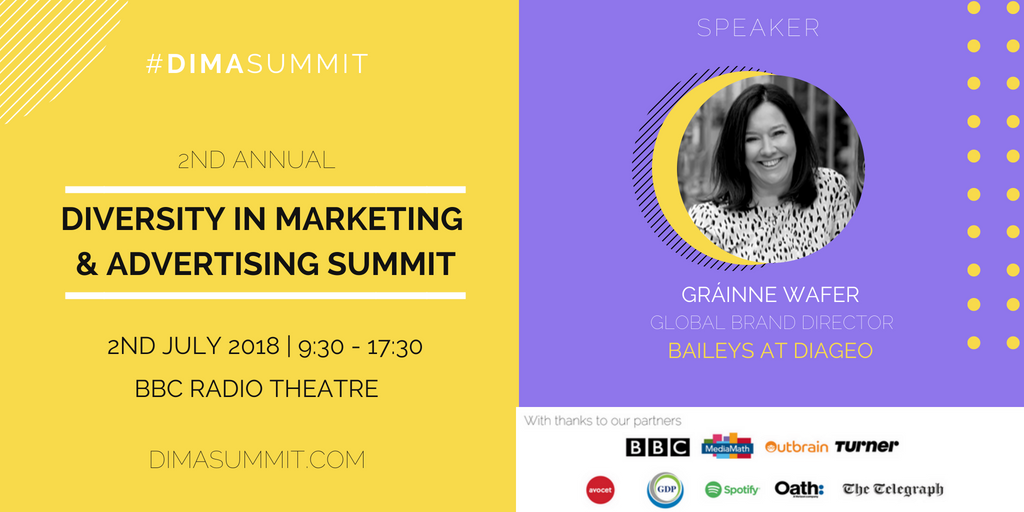 DiMASummit's tweet photo. Meet our Speakers!

Grainne Wafer is the Global Brand Director for @Baileys_GB at @Diageo_News 

Get your ticket now for the #DIMASummit on July 2nd, 2018 at the @BBC Radio One Theatre: https://t.co/GZplCNhdsO  

#Diversity #speaker #marketing #dima50 #grainnewafer #baileys https://t.co/WOm8ud7O4v