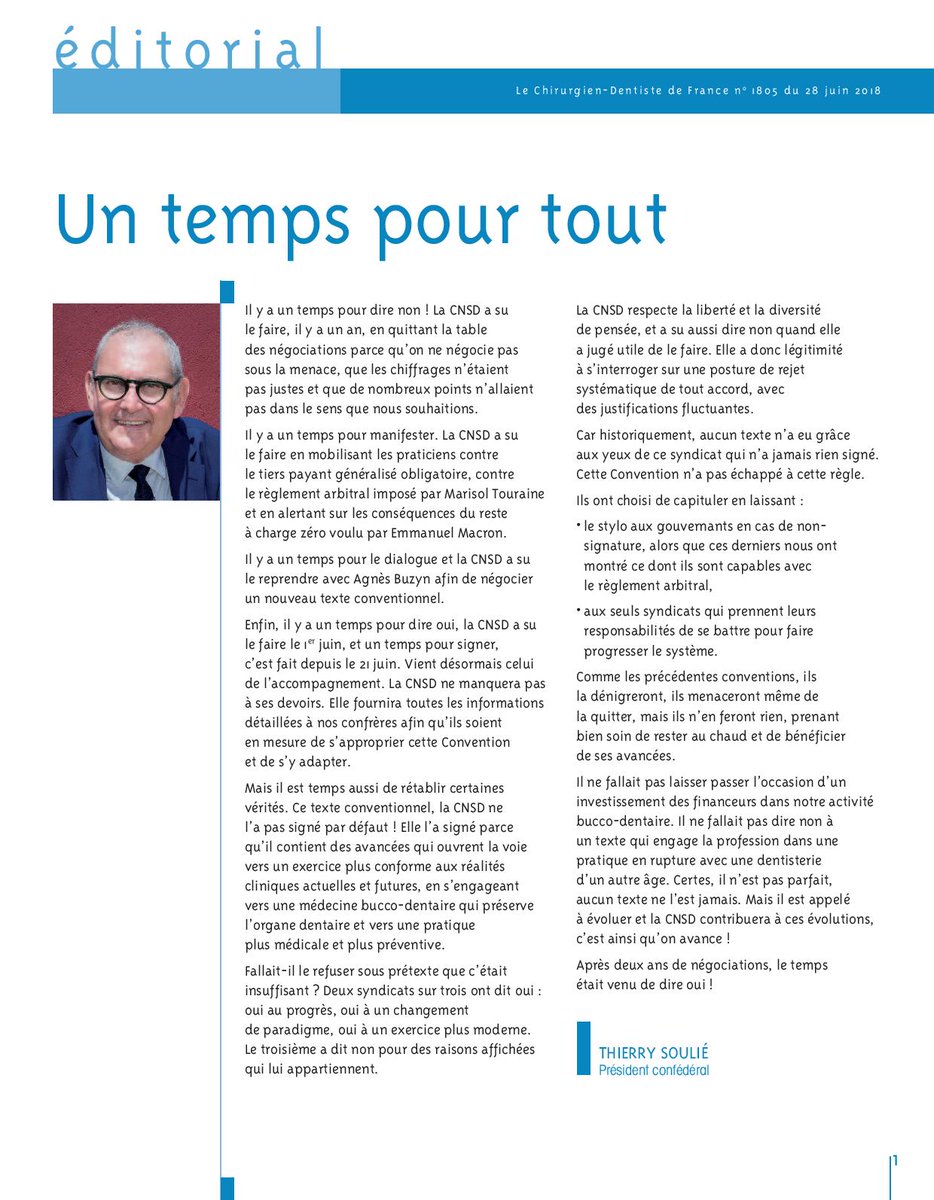 CDFmag's tweet photo. [Édito] "Le temps était venu de dire oui" #dentaire #Convention #CNSD https://t.co/reTg6XpRWp https://t.co/XFPSgv51xA