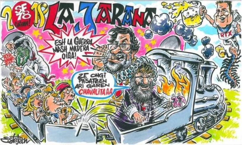 Esto se acaba :-(
Saldremos los 7º por el Callejón junto con la Armonia para ir a la Kofradia, Qwerty y a cenar al local. 
Después de cenar acudiremos al Pobre de Mí en la Plaza del Castillo y de ahí al txoko de Mikel Castillo.
#SF2018 #YaFaltaMenos #GutxiagoFaltaDa