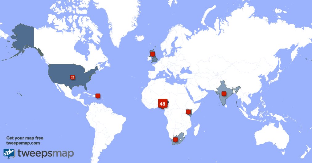 freshvibes5's tweet image. Special thank you to my 4 new followers from Nigeria, and more last week. tweepsmap.com/!freshvibes5 .