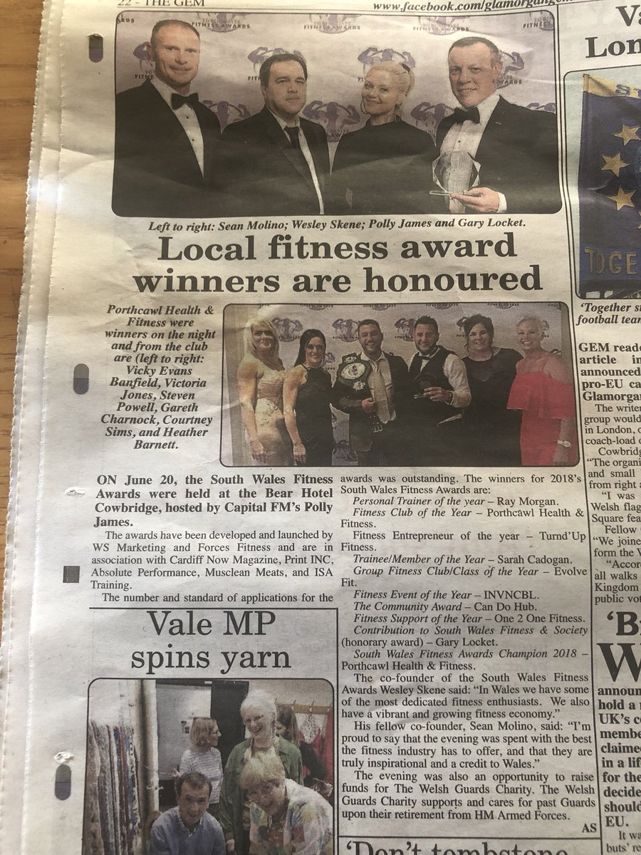 @SWFAwards1 Only made into the GEM for South Wales fitness awards #gymoftheyear #no1 #porthcawlgym @BeInvncbl @MuscleanM @lindopiperMPPro @PollyJames @One2OneTherapy @SeanAMolino @CardiffNowMag @aperformanceltd