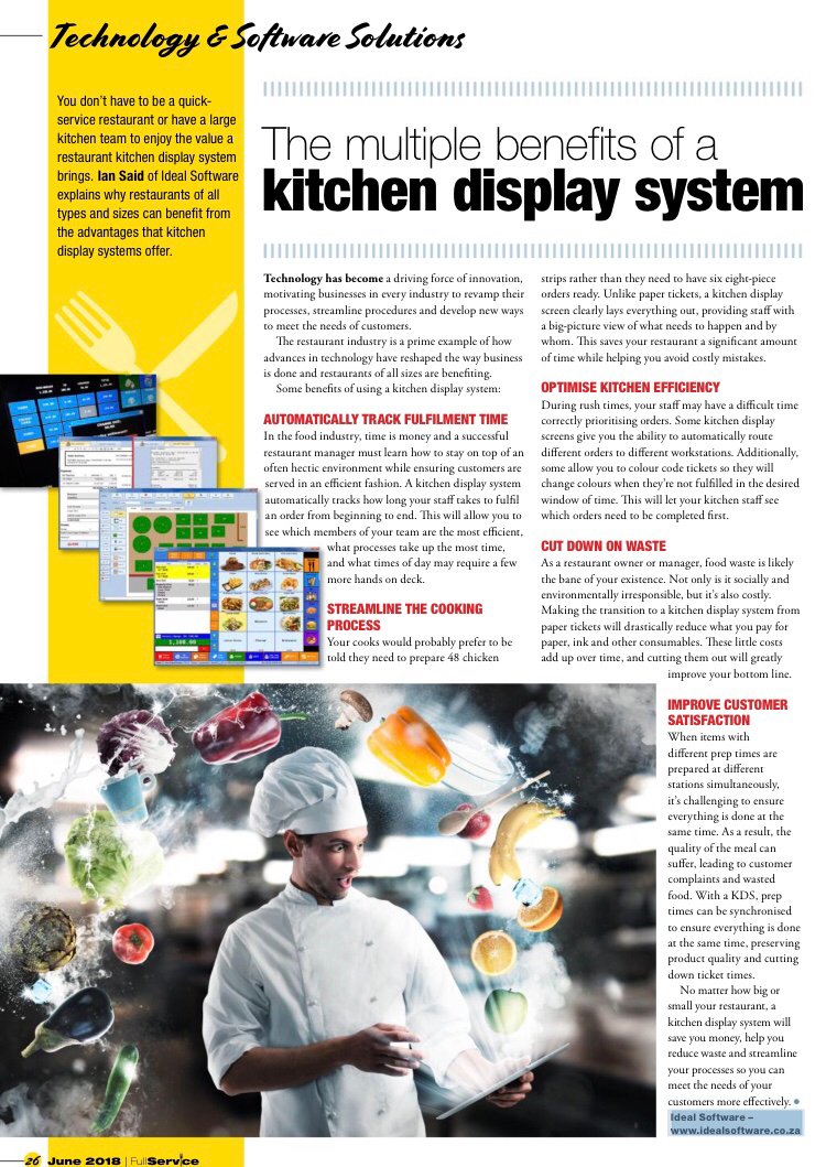 CostOfSale's tweet image. A Kitchen Display System (KDS) can improve order accuracy and efficiency of #foodprep &amp;amp; delivery. Contact us for a demo #IdealPOS #kitchendisplaysystem
buff.ly/2sj7nqk