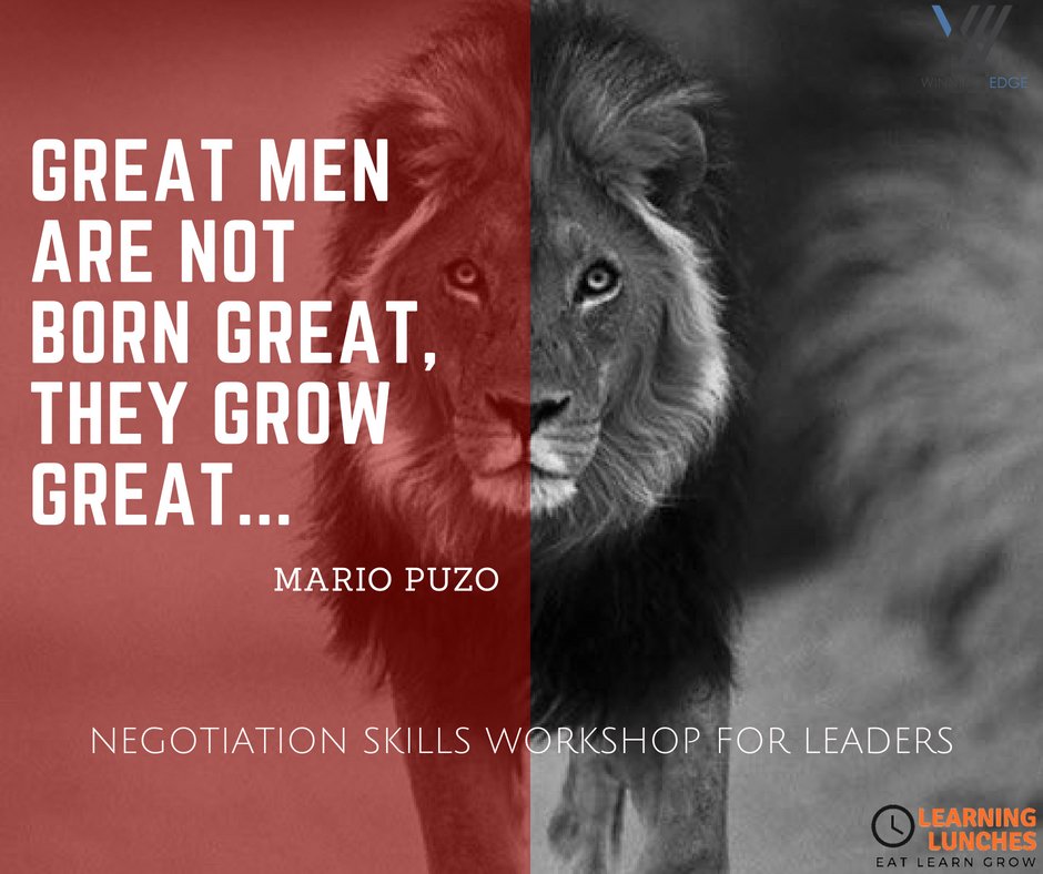 Great Men are not Born Great , They Grow Great .

 #WinningEdge #LearningLunches #ThursdayThoughts #TimePoverty #Training #Learning #GrowAndLearn #CorporateTrainings #NegotiationSkill #BiteSizeLearning  #LeadershipGrowth #InnovativeLearning