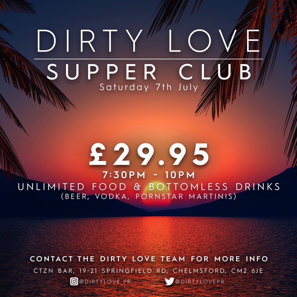 Saturday 7th July 🌞

<a href="/Ctznbar/">CTZN Bar</a> Garden Party. Join us on the Roof Terrace from 4pm. 2-4-1 Cocktails, free entry and good vibes.

Then, book your place for our Supper Club from 7:30pm. Unlimited food, Bottomless Beer, Vodka and Pornstar Martinis. All for £29.95! 

DM for bookings!