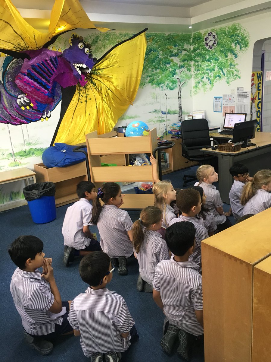 Enjoying our final library session with our friendly dragon 🐉 📚 <a href="/Year3_SBS/">Year3_SBS</a>